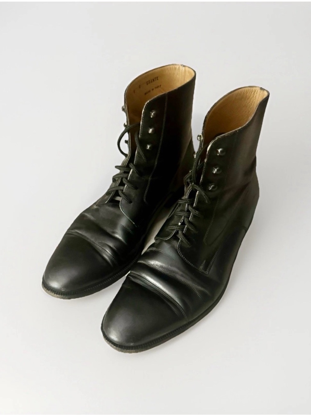 Vintage Bally Black Leather Cap Toe Lace-Up Formal Boots Made in Italy Size 8D
